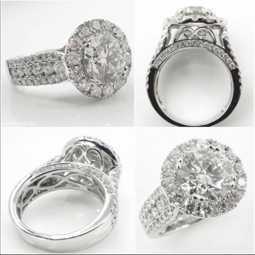 925 Sterling Silver Round Diamond Engagement Ring - Picture 5 of 7